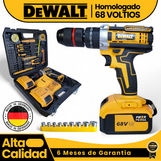 Taladro Inalámbrico 68V tipo DEWALT con Kit completo – Inteligente y Funcional