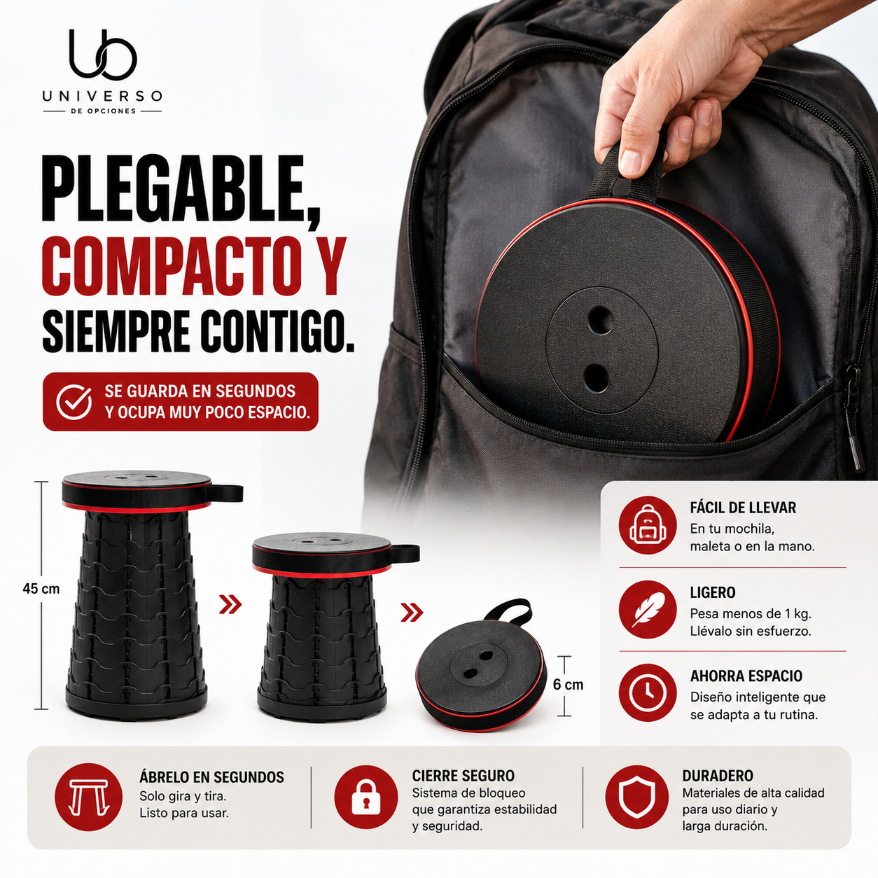 Silla Plegable Portátil Ajustable | Comodidad en Cualquier Lugar