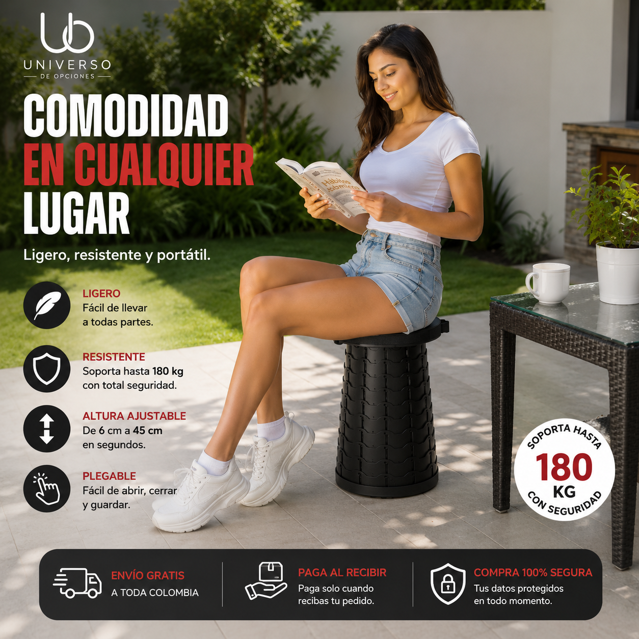 Silla Plegable Portátil Ajustable | Comodidad en Cualquier Lugar
