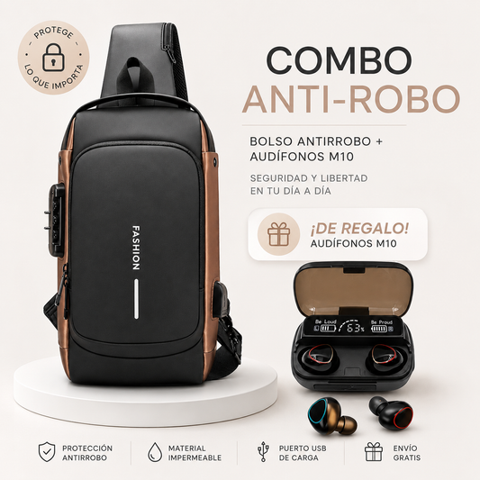 OFERTA 🔥Bolsa Antirrobo + Audífonos Bluetooth M10 GRATIS 🎁