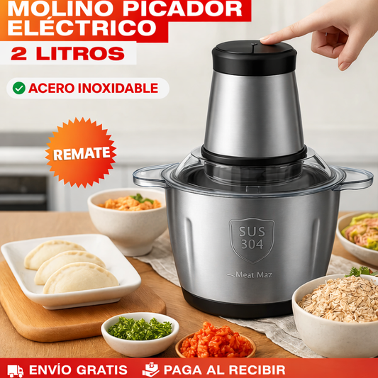 Molino Picador Eléctrico Premium Inoxidable 2 litros